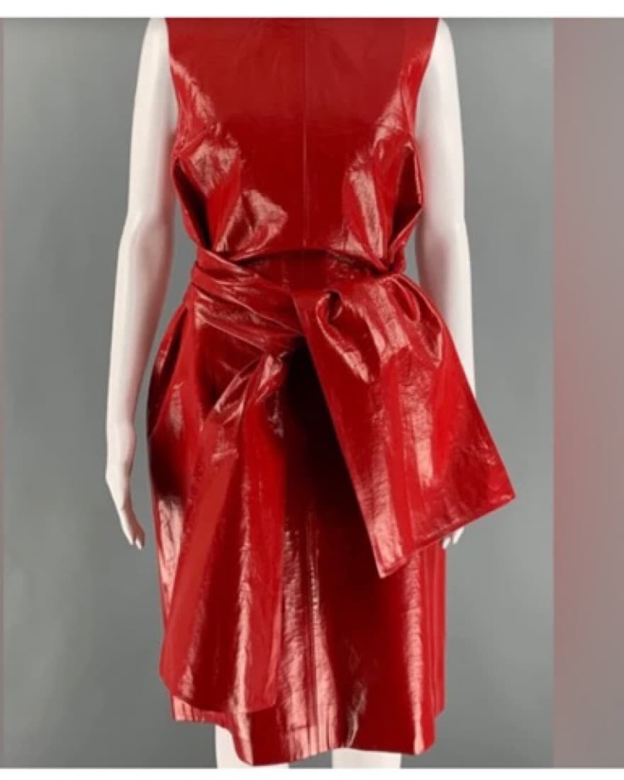 MSGM Red Cotton Polyurethane Solid Shift - Image 4