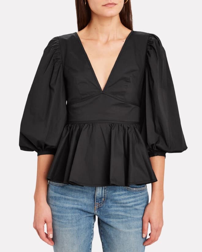 Staud Black Luna Poplin Top - Image 1