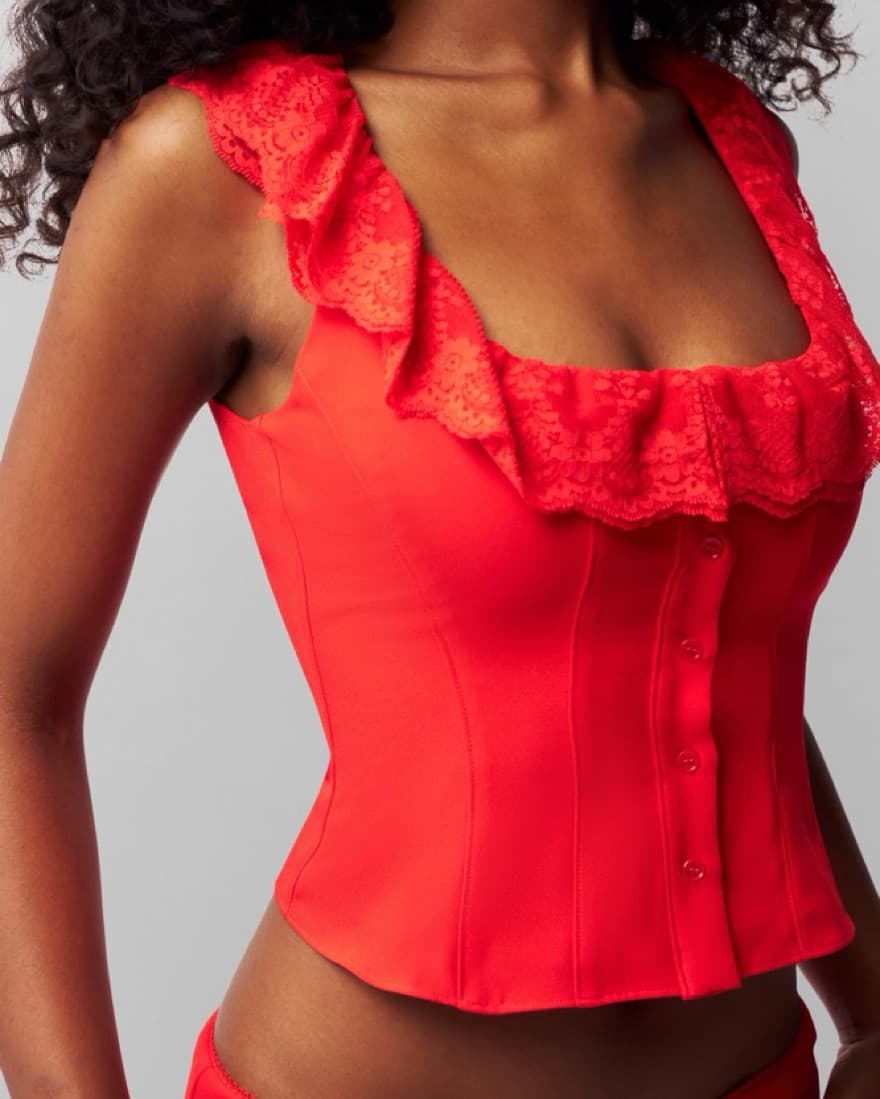 Danielle Guizio Red Paloma Tank Top - Image 1