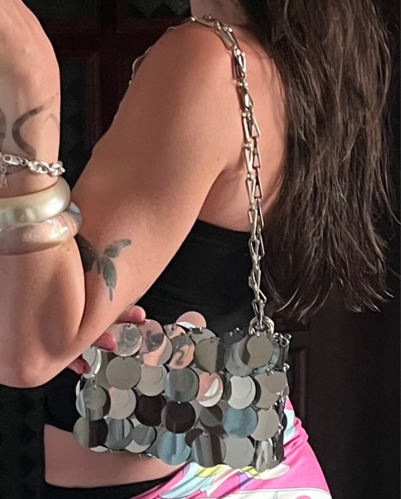 Paco Rabanne Silver Disc Bag - Image 1