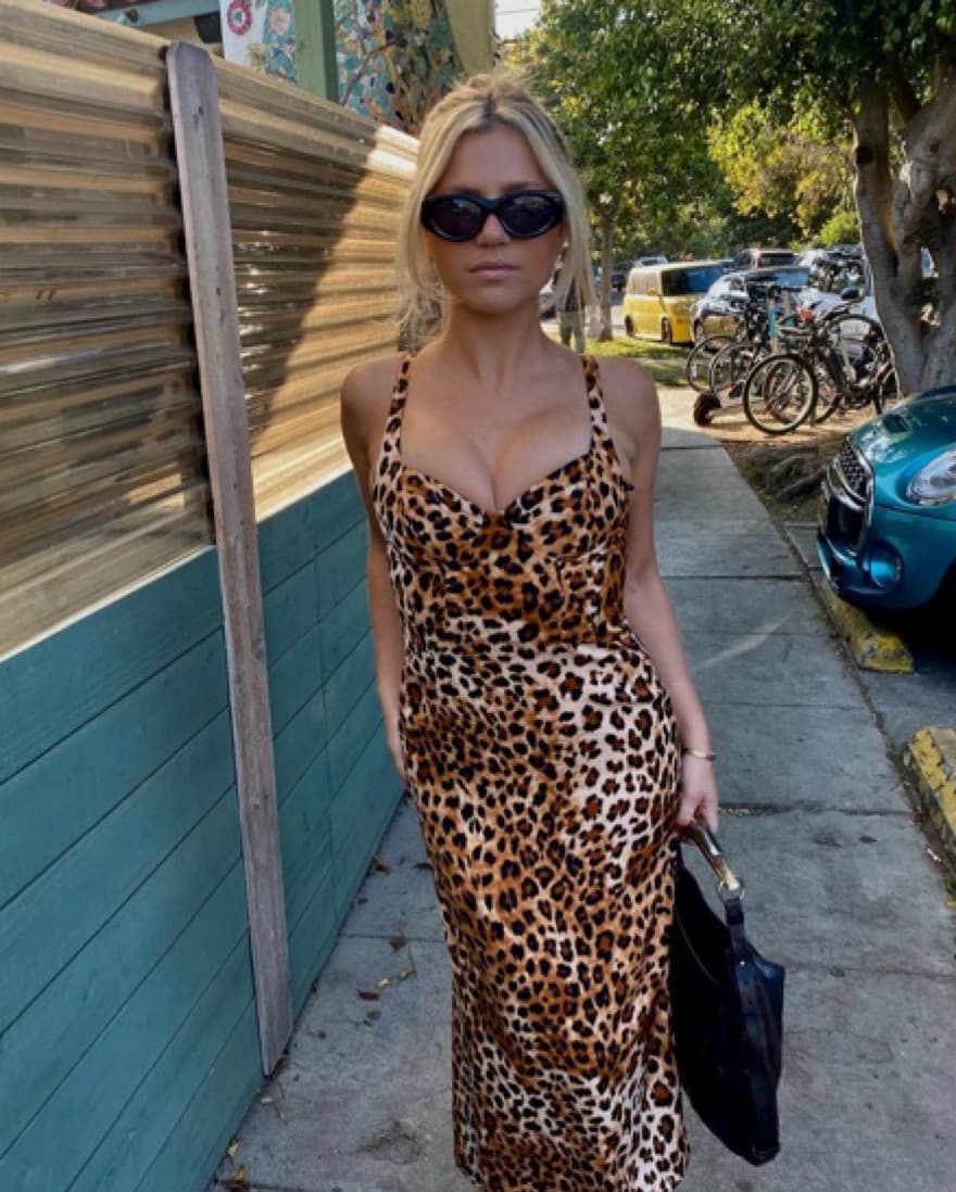 Leopard 90s Satin Dress - Image 4