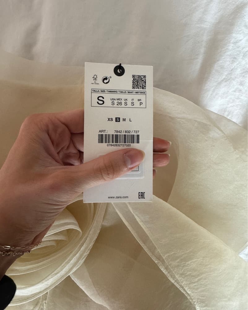  Zara Organza Cream Flower Strapless Top - Image 4
