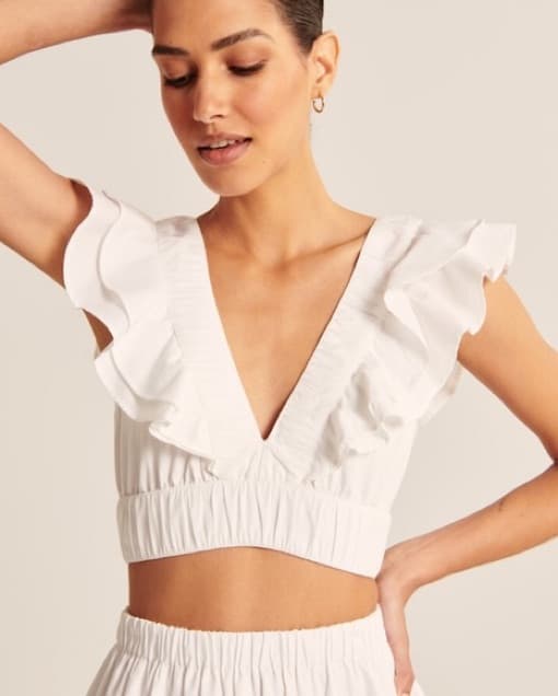 White Ruffle Crop Top - Image 1