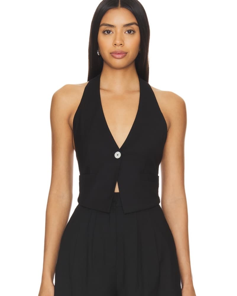 Aria Vest Top In Black - Image 1