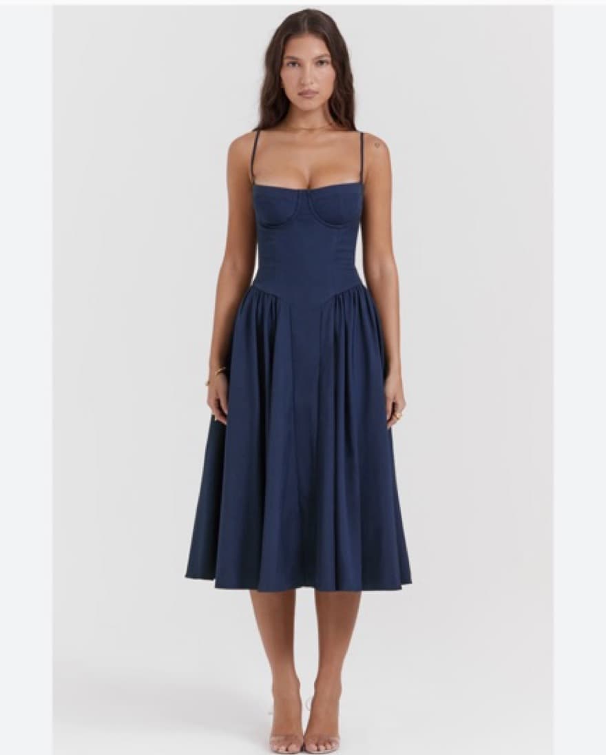 House Of CB Samaria Dress In French Navy - Image 3