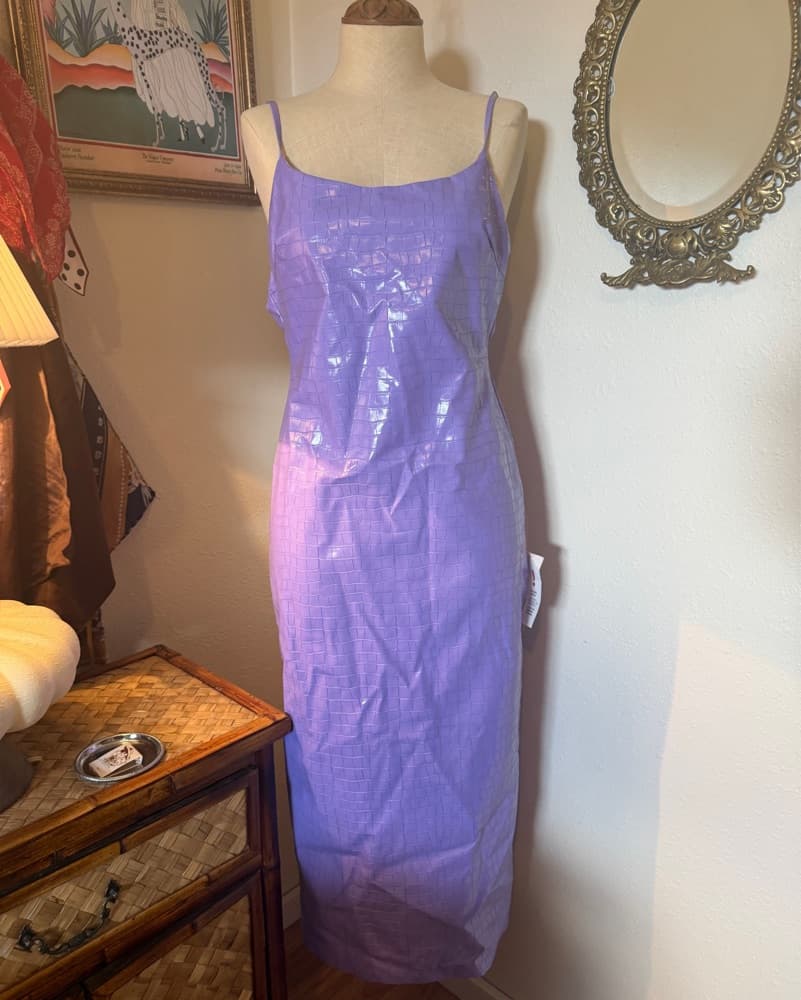 Purple Faux Croc Midi Dress - Image 1