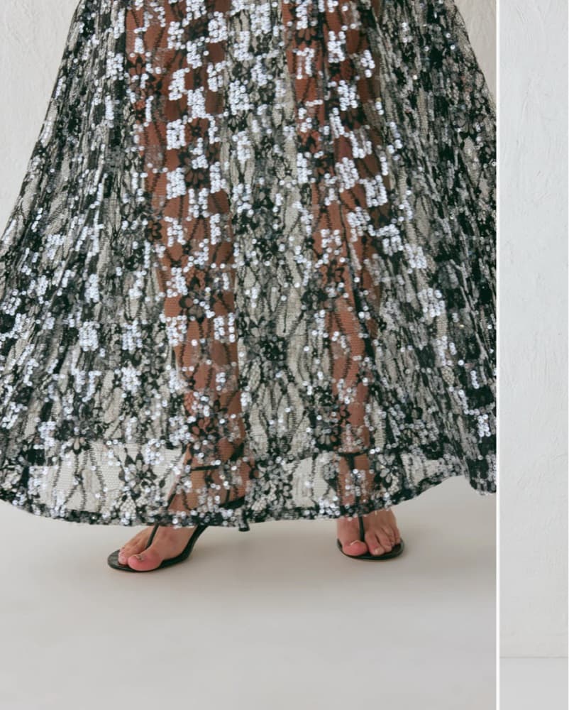 Cream and Sequin drop waist maxi dress - Image 3