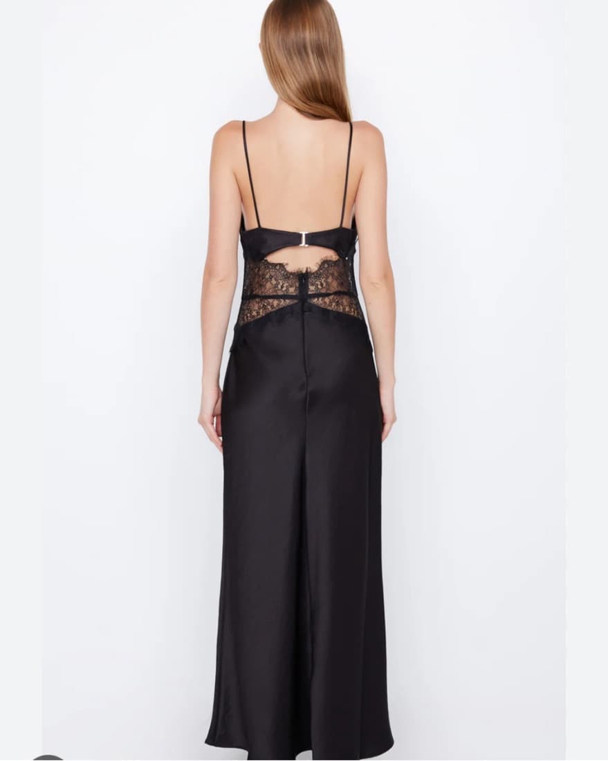 Bec + Bridge Black Satin Lace Gown - Image 2