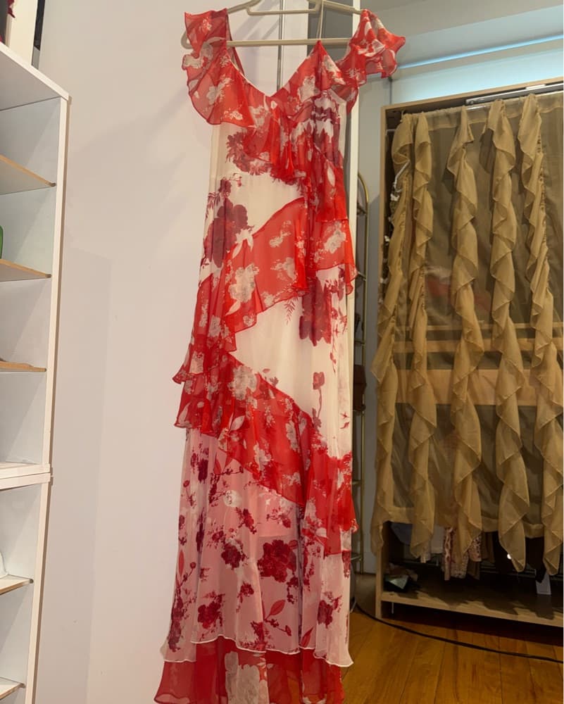 Alice + Olivia Red Ruffle Floral Dress - Image 6