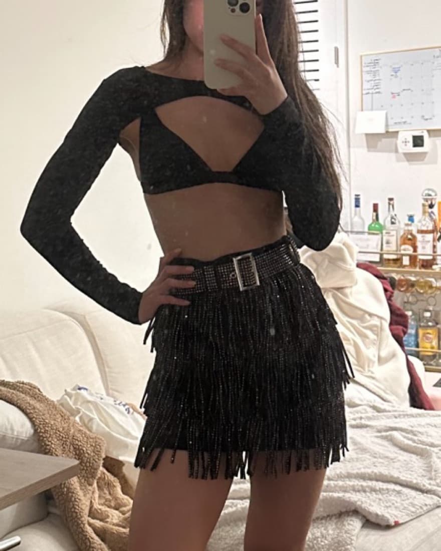 Shimmy Black Suede Mini Skirt 12th Tribe - Image 4