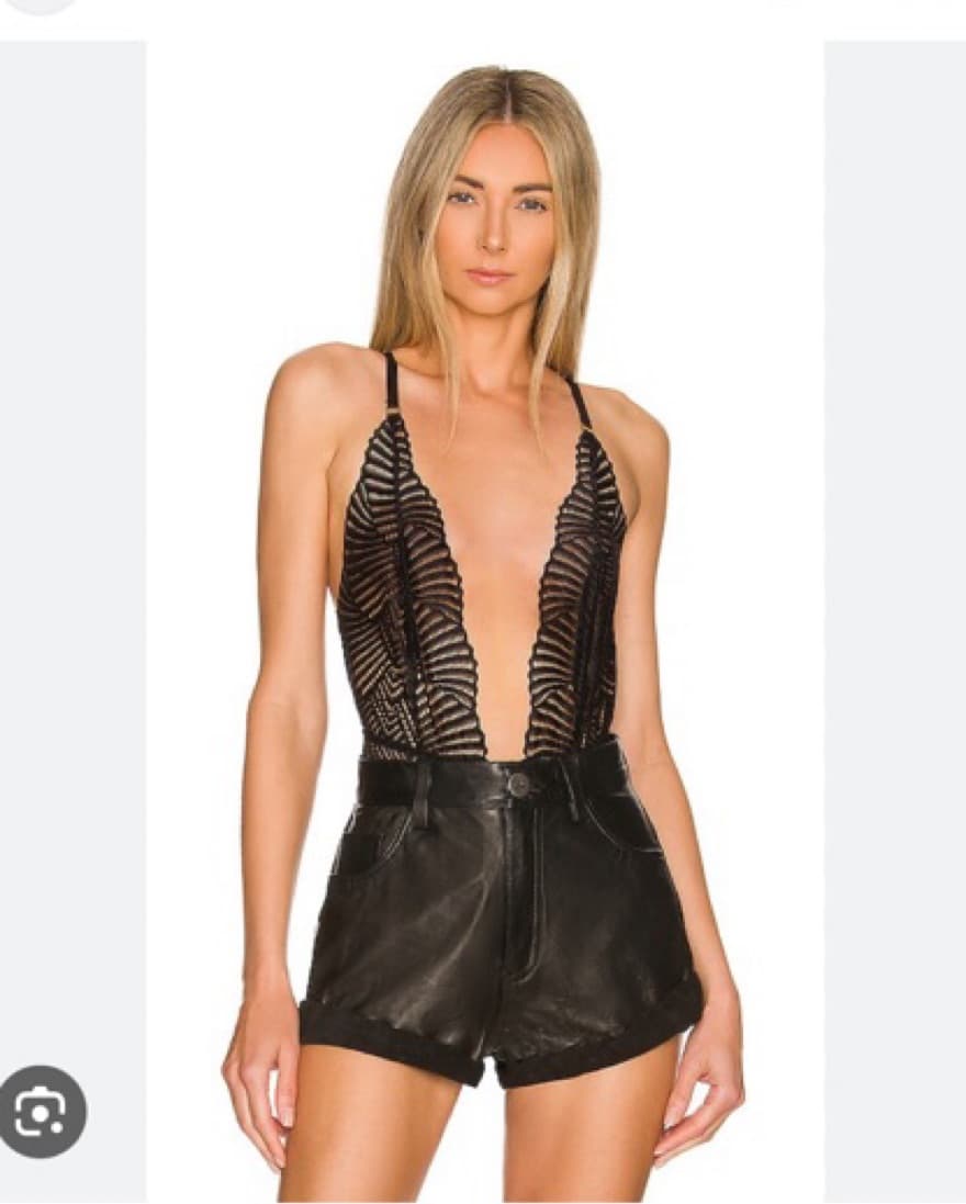 Plunge Neck Lace Bodysuit - Image 1