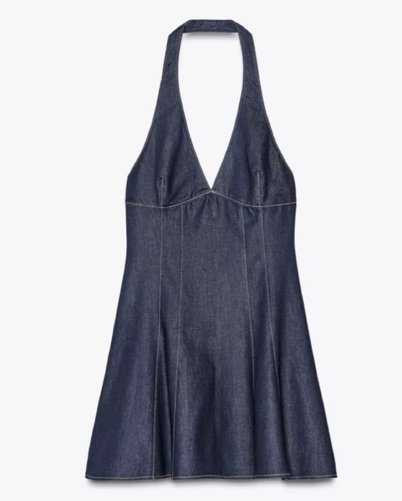 Zara Halter Denim Dress - Image 1