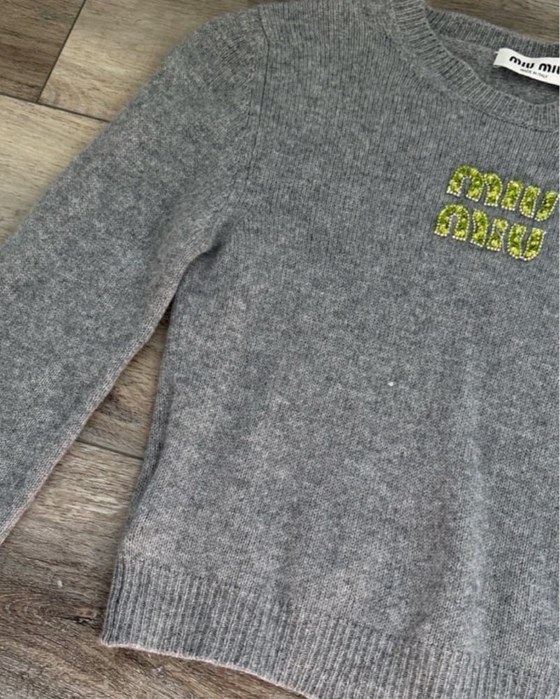 Miu Miu Beaded Logo Sweater - Image 2