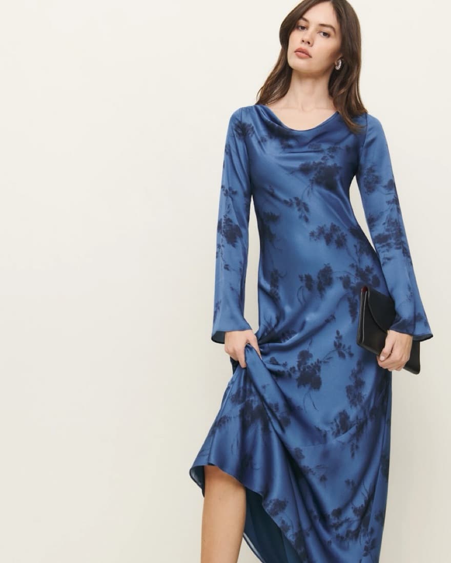 Reformation Blue Ciana Satin Dress (8) - Image 2