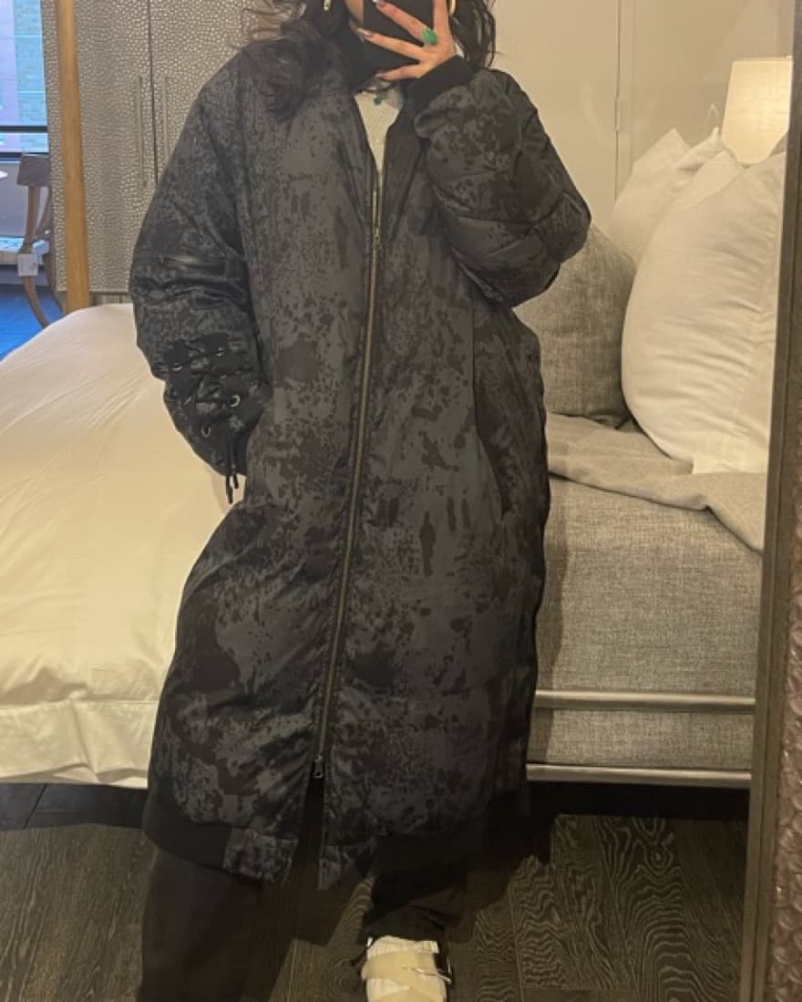 Vintage Long Puffer Bomber Jacket - Image 2