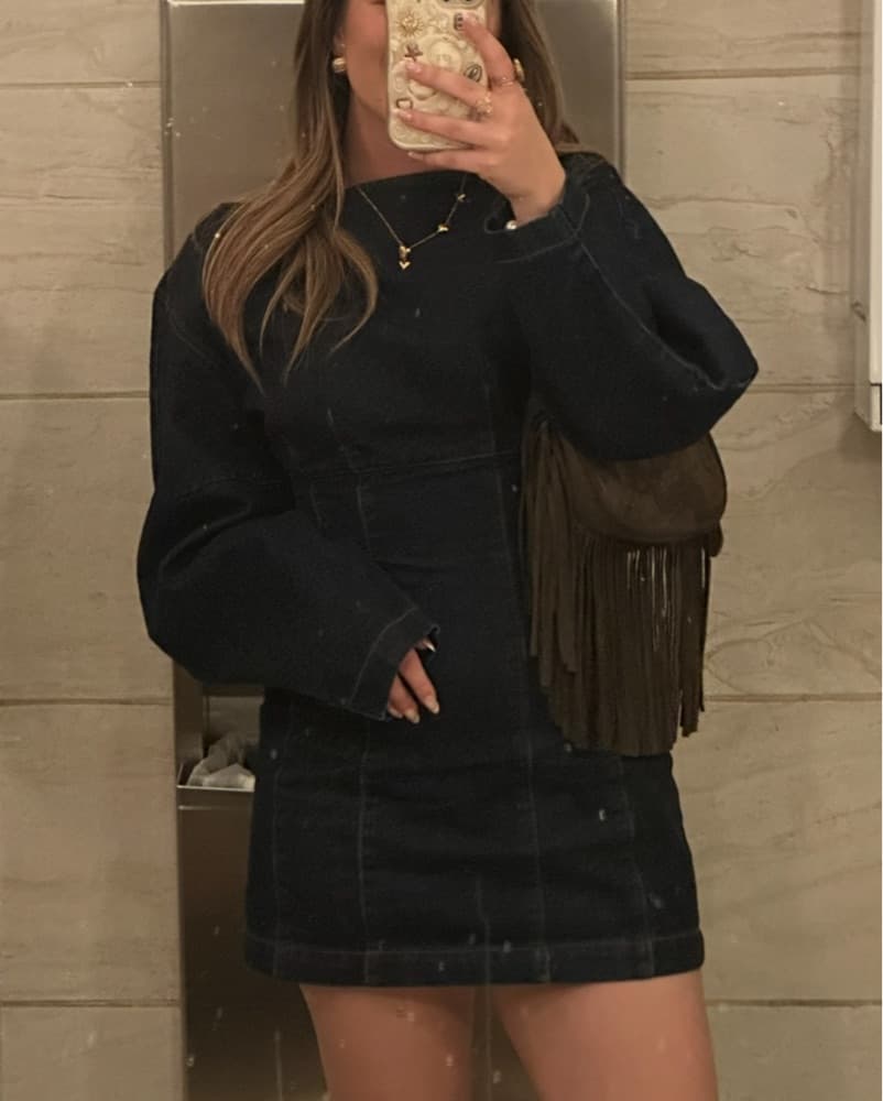 Chic Black Belted Dress - Image 2