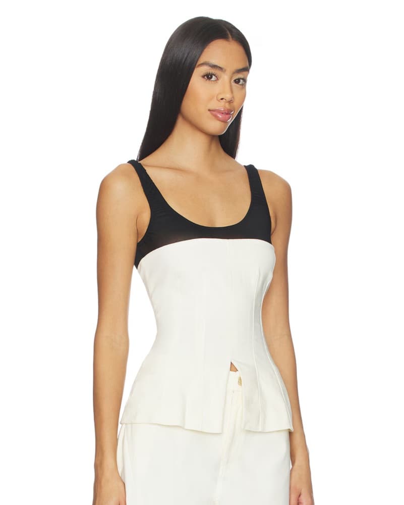 WeWoreWhat Peplum Black & White Top - Image 3