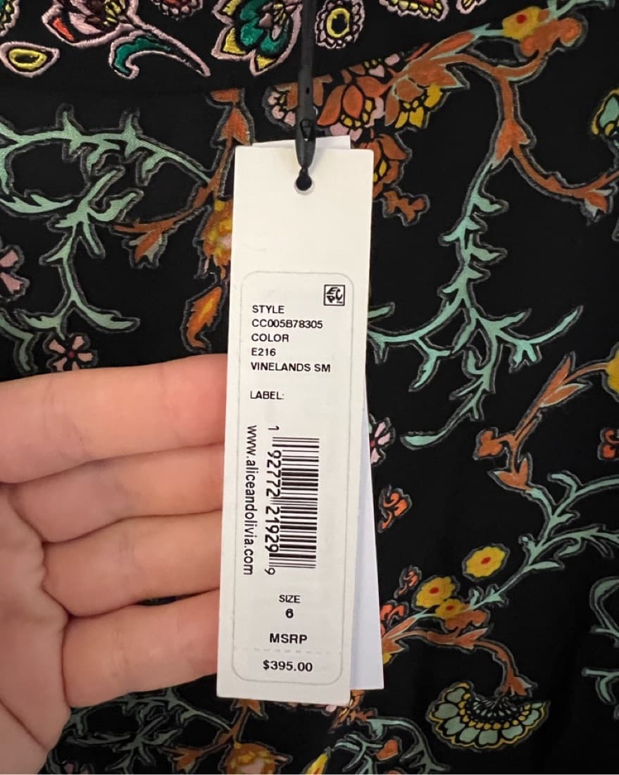 Alice & Olivia Silk Skirt Black Floral - Image 6