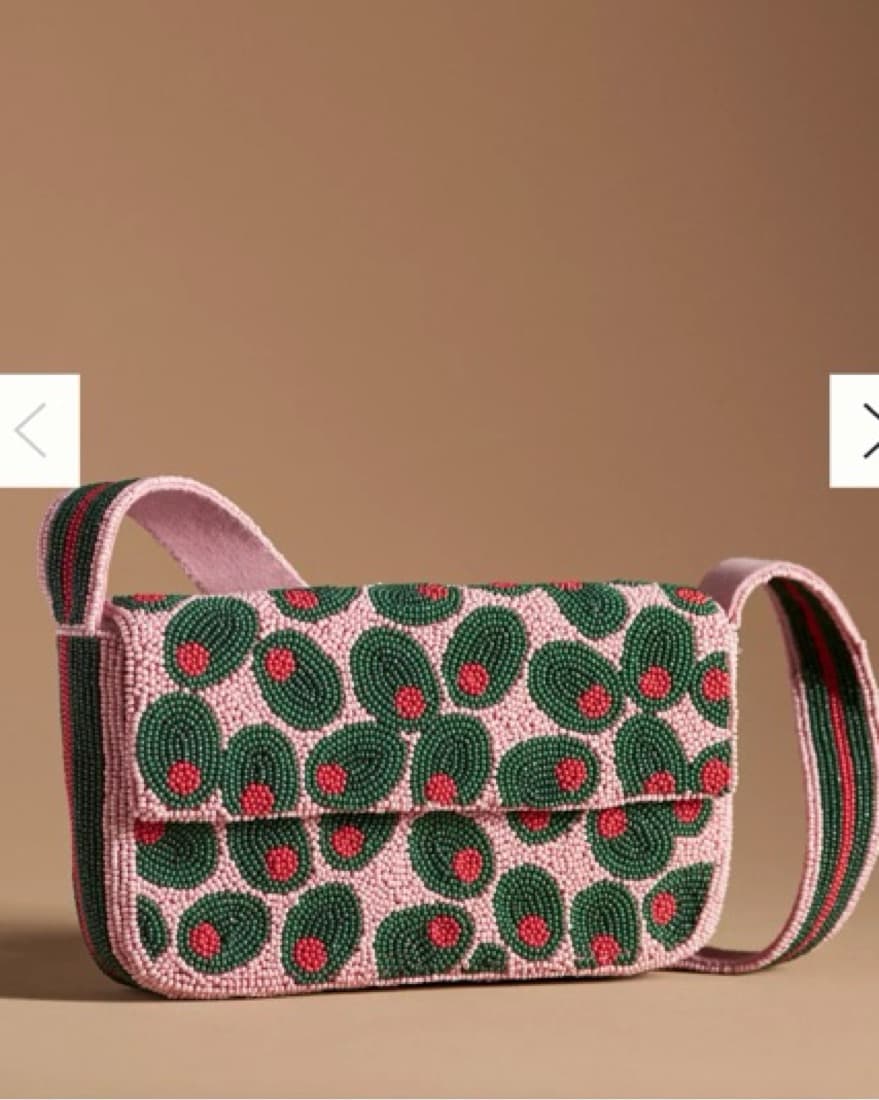 Anthropologie Beaded Olive Bag - Image 1