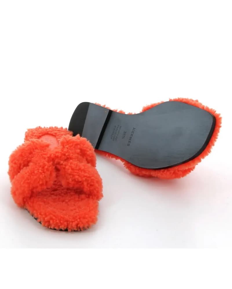 Hermes Orange Oran Sandals - Image 4