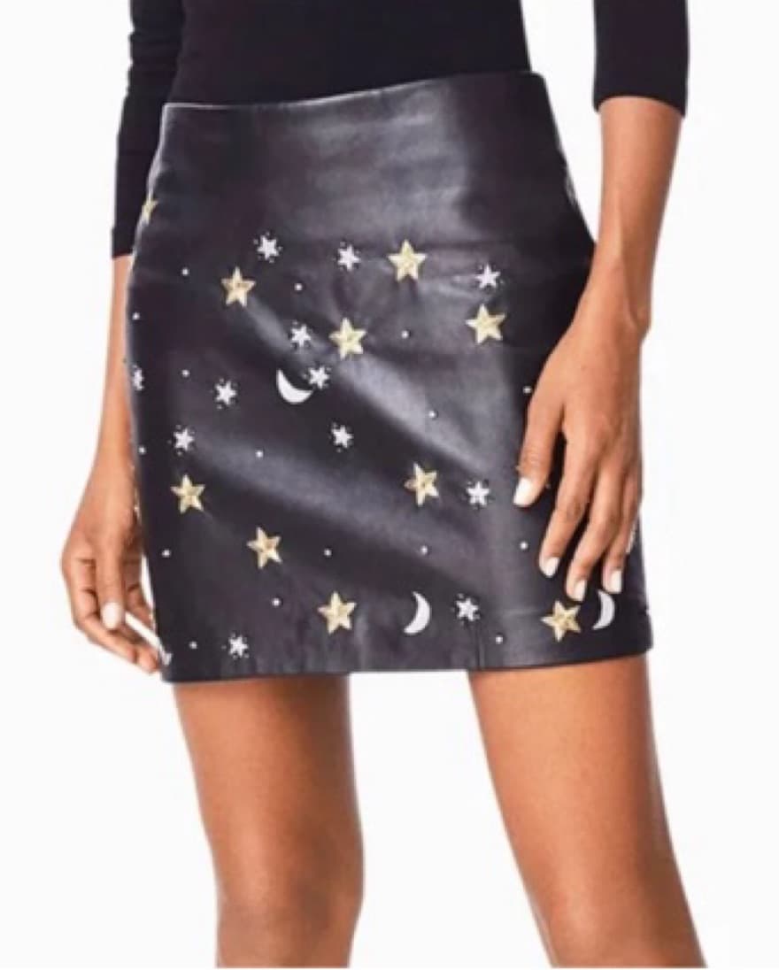 Nicole Miller Starry Night Leather Skirt - Image 2