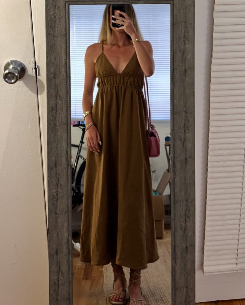 Zara Brown Flowy Midi Dress - Image 1
