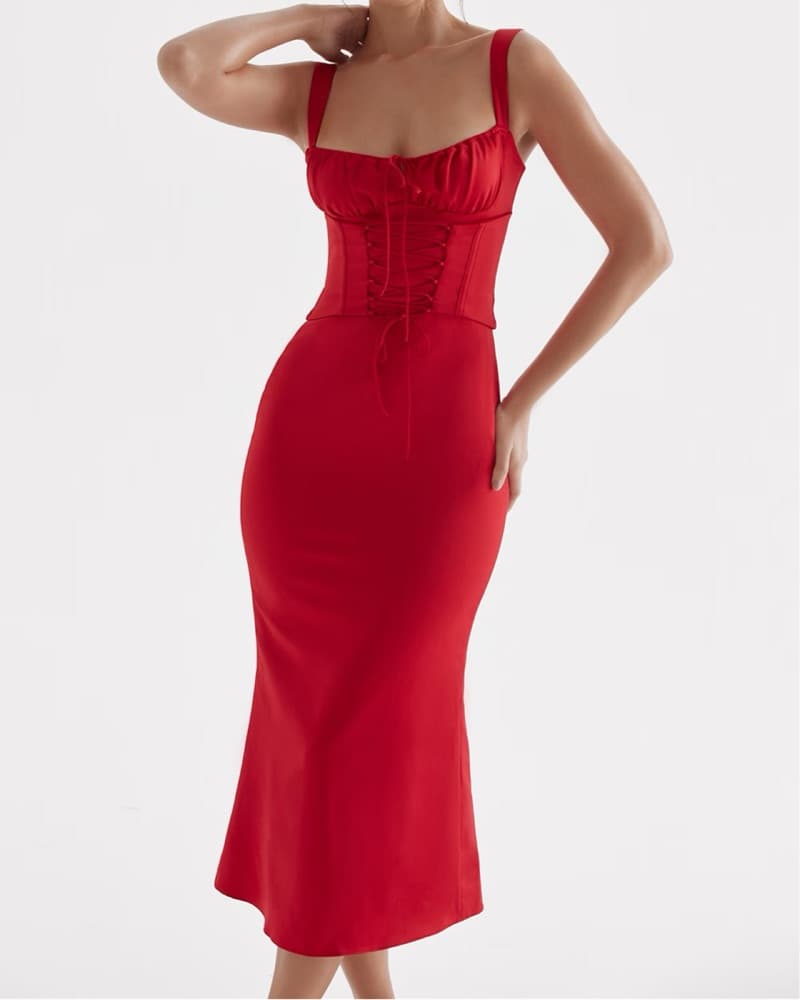 House Of CB Valencia Red Dress SMALL - Image 1