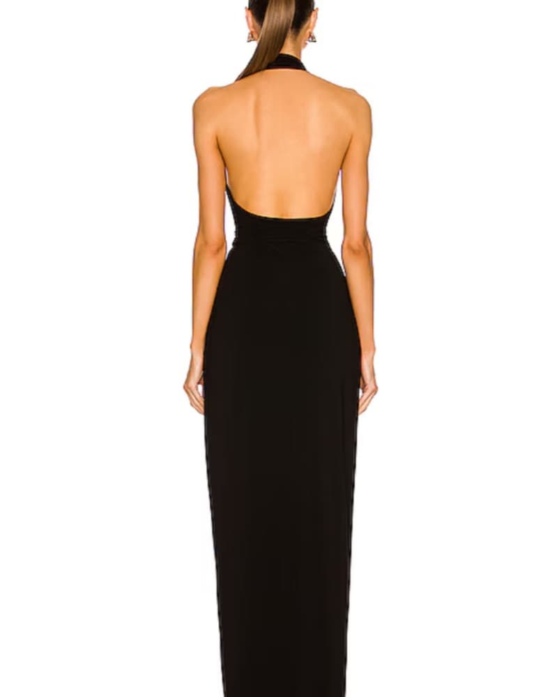 Halter Wrap Straight Gown Black - Image 3