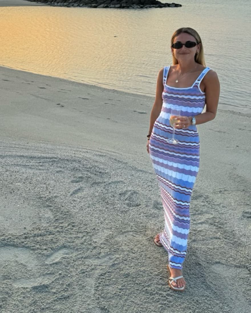 Phila Maxi Dress in cream & Blue - Image 2