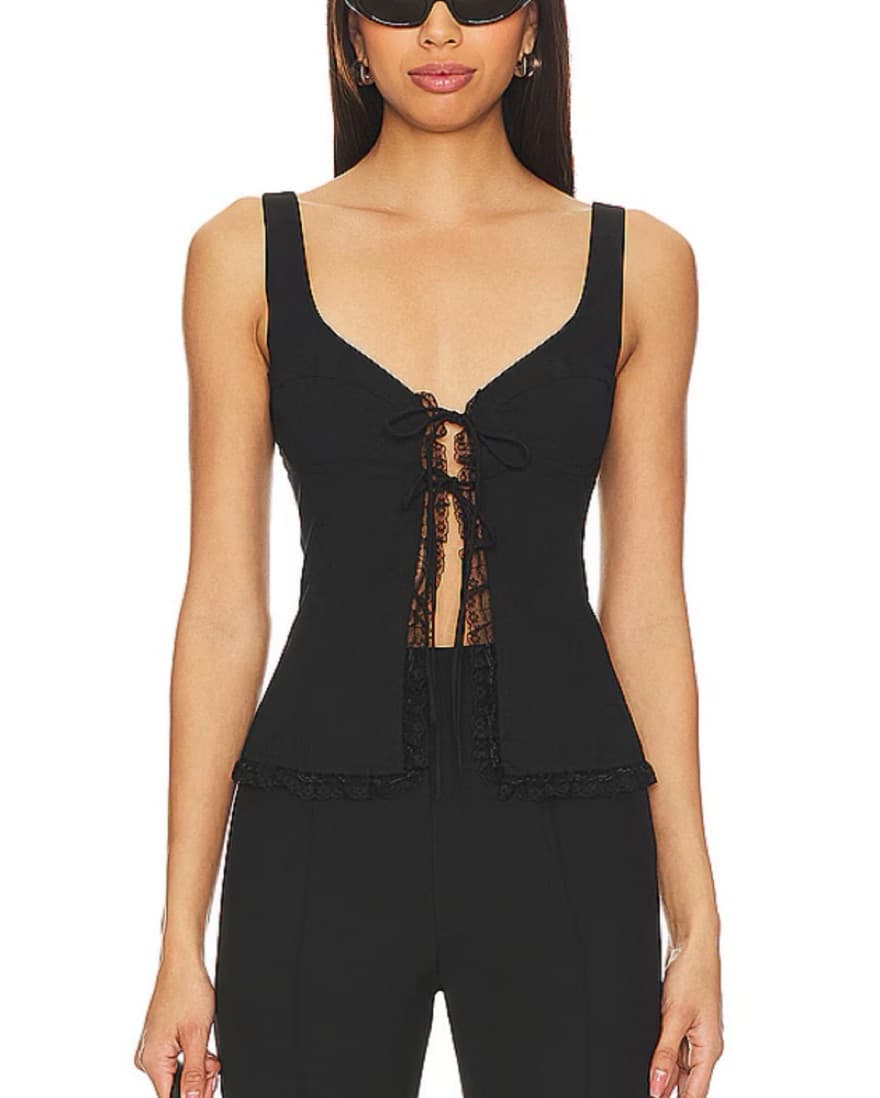 Black Tie Front Top - Image 1