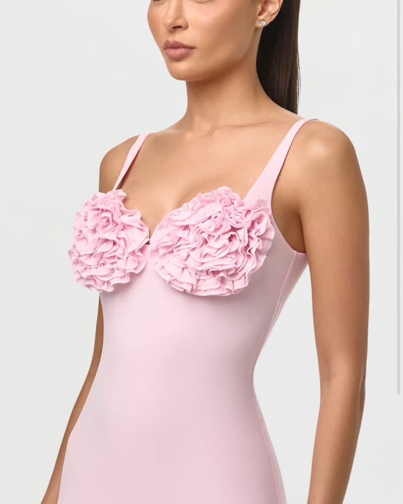 Flirty Pink Flower Bodycon Dress  - Image 3