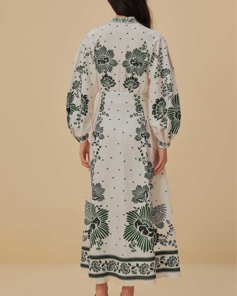 Farm Rio Green And White Maxi Dress - Image 3