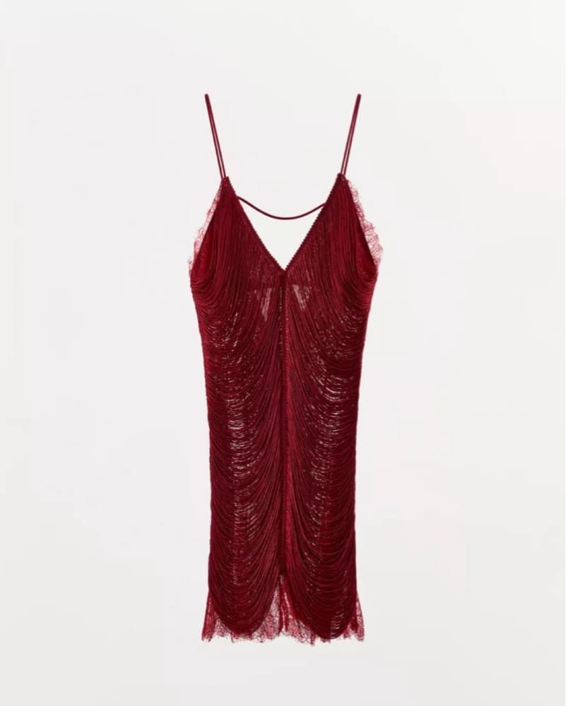 Zara Red Fringe Dress - Image 1