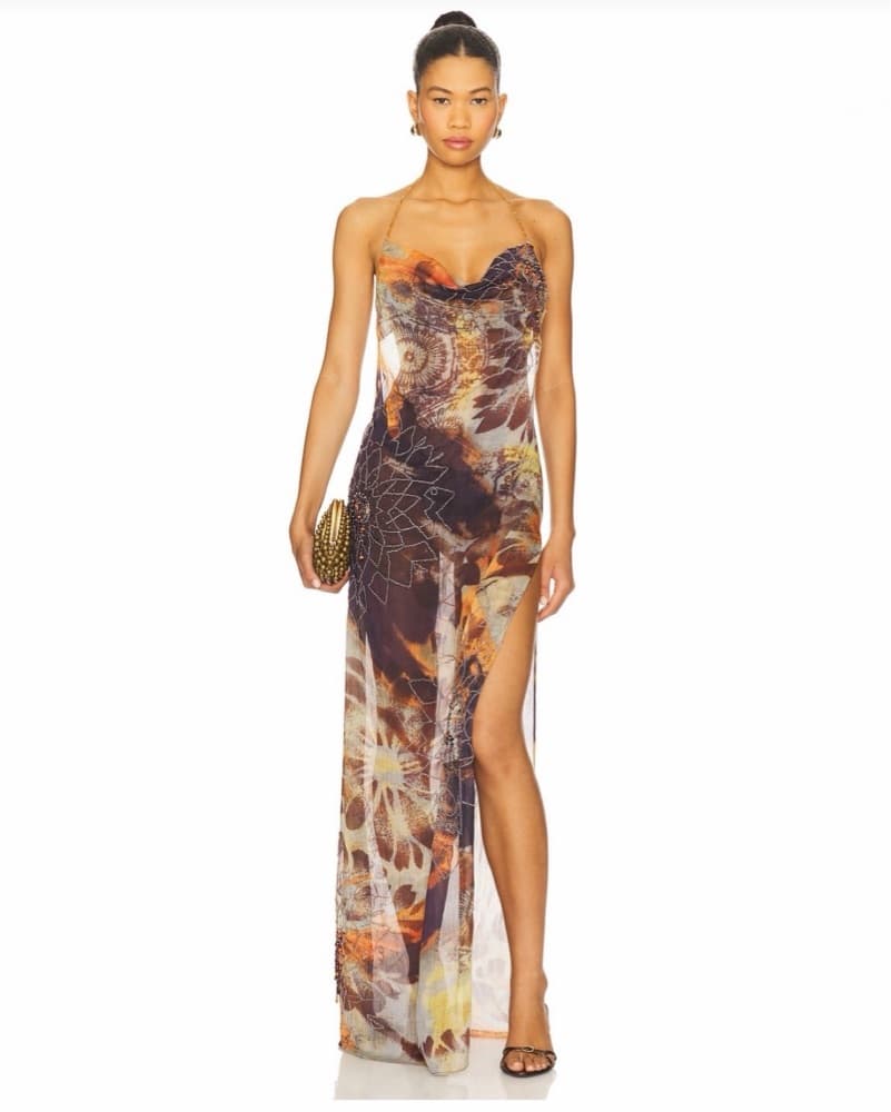 Jaded Londed Dahlia Cowl Beaded Dress - Image 1