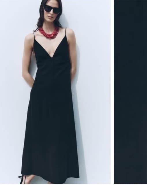 Zara Black V-Neck Midi Dress - Image 1