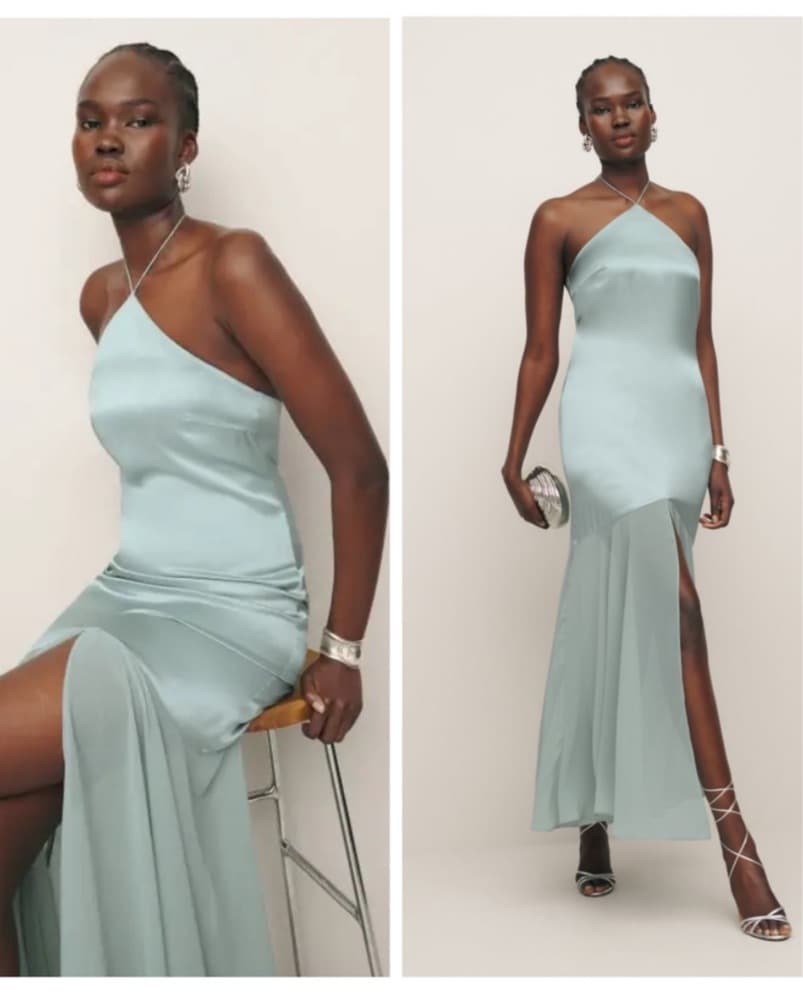 Reformation Tosca Blue Silk Dress - Image 1