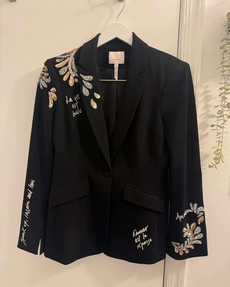 Sophisticated Embellished Black Blazer - Image 2