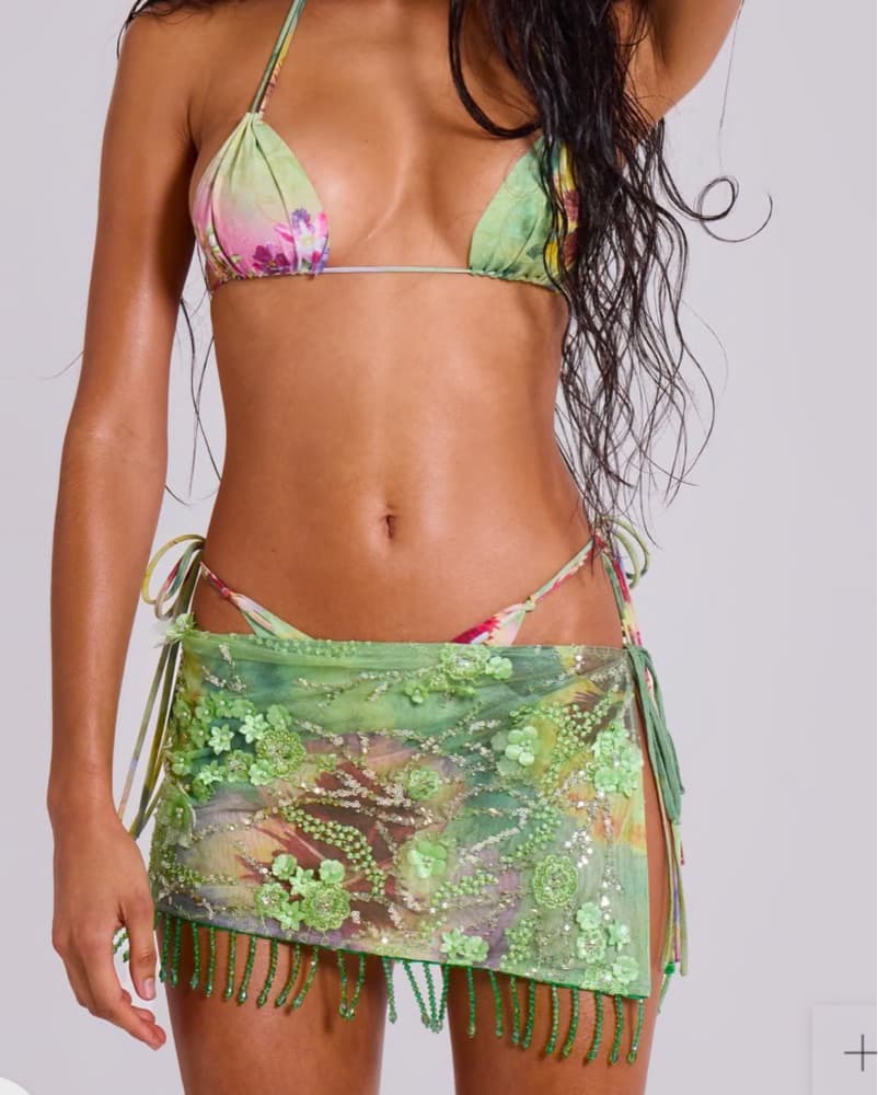Melona Embellished Wrap Mini Skirt - Image 1