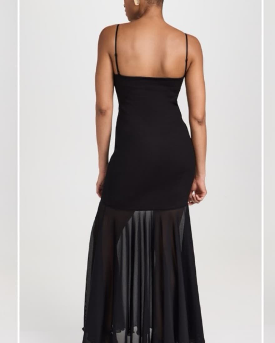 Black Sheer Bottom Long Dress - Image 2