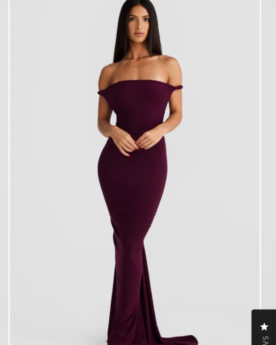 Burgundy Braided Strap Gown  - Image 4