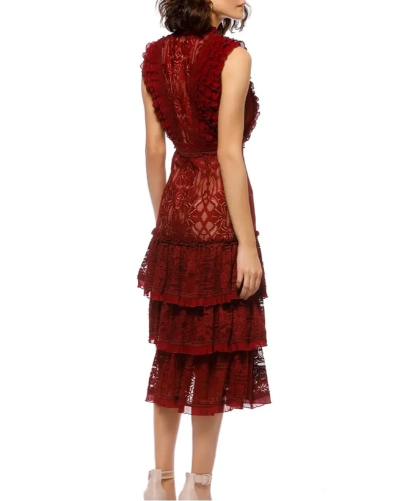 Jonathan Simkhai Lace Red Midi Dress - Image 2