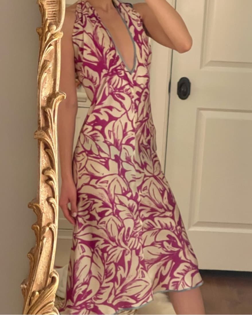 SILK HALTER MIDI DRESS - Image 1