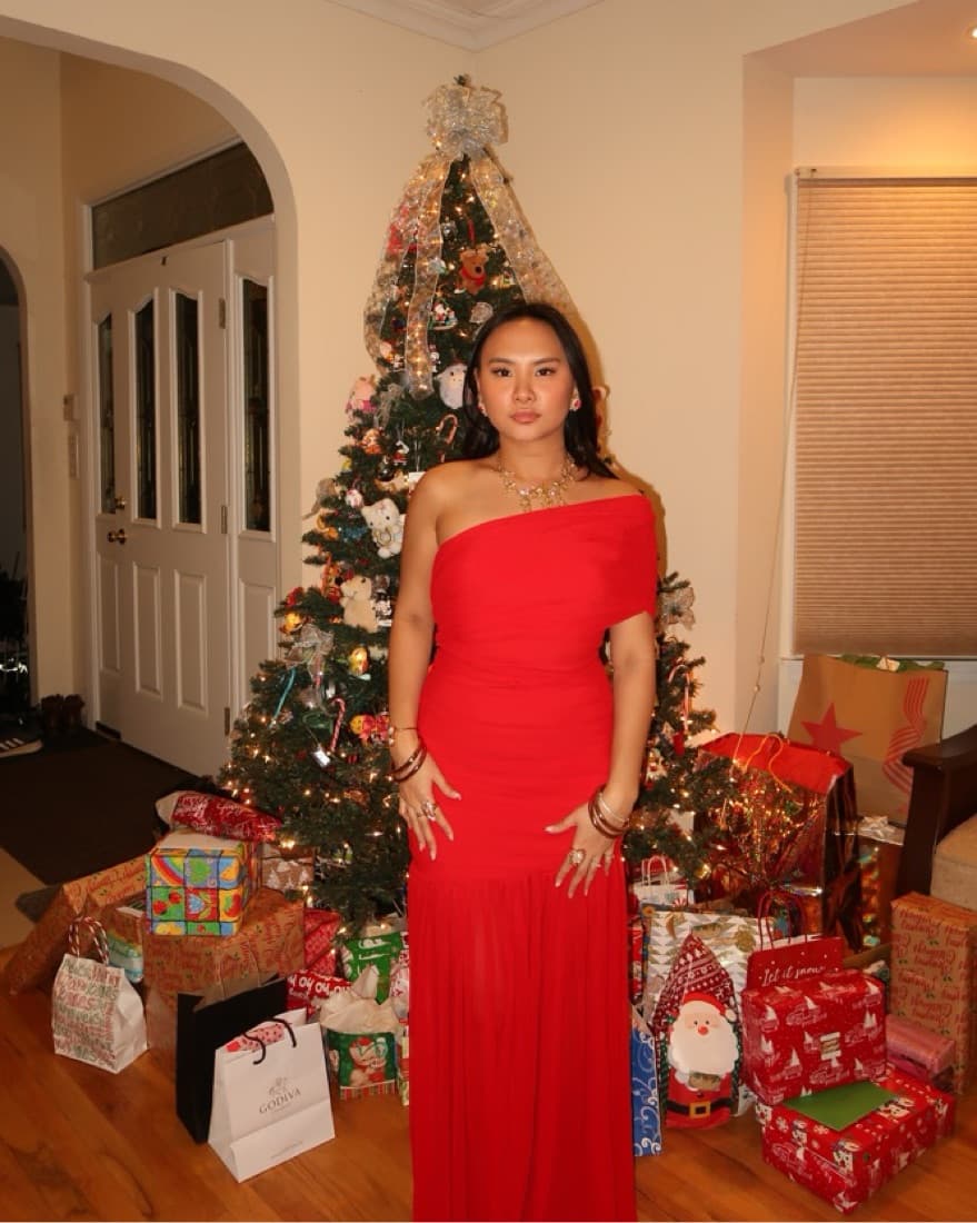 Red Formal Long Dress One Shoulder - Image 1