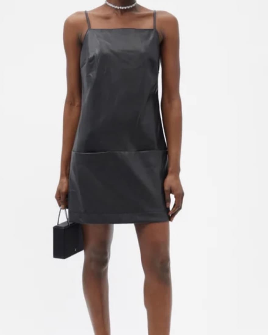 STAUD Diego Black Faux Leather Dress - Image 2