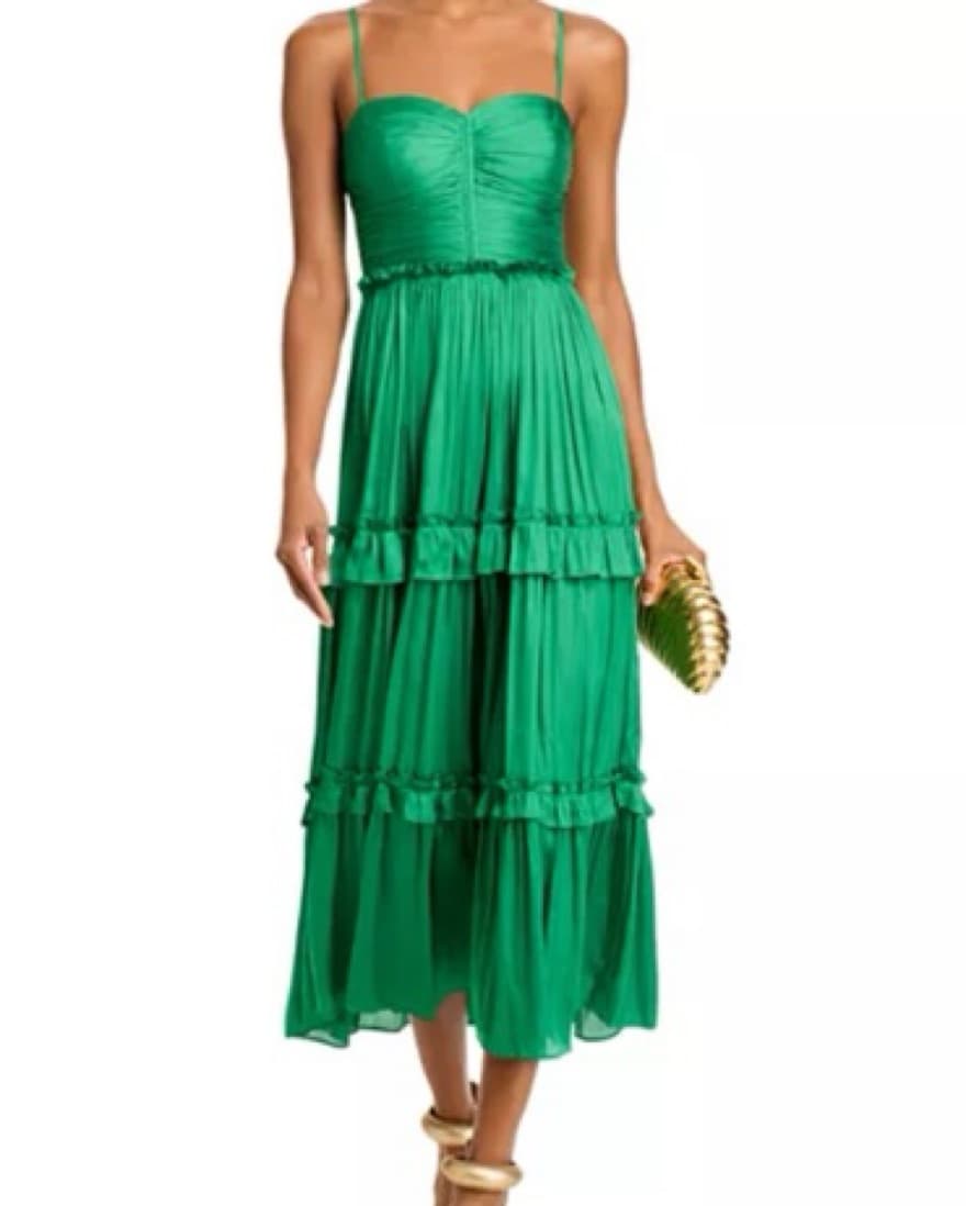 Aqua Emerald Green Tiered Midi Dress - Image 1