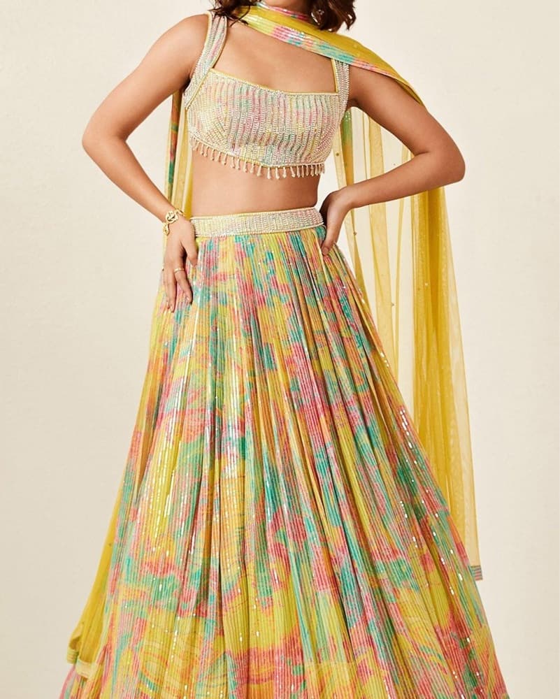 Vibrant Multicolor Indian Lengha  - Image 3