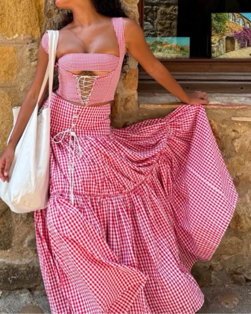 Huelley Rose Yara Gingham Skirt Set - Image 2