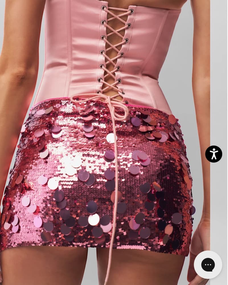 GUZIO Pink Sequin Paillette Skirt - Image 6