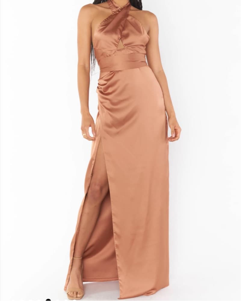 Luxurious Satin Halter Gown - Image 1