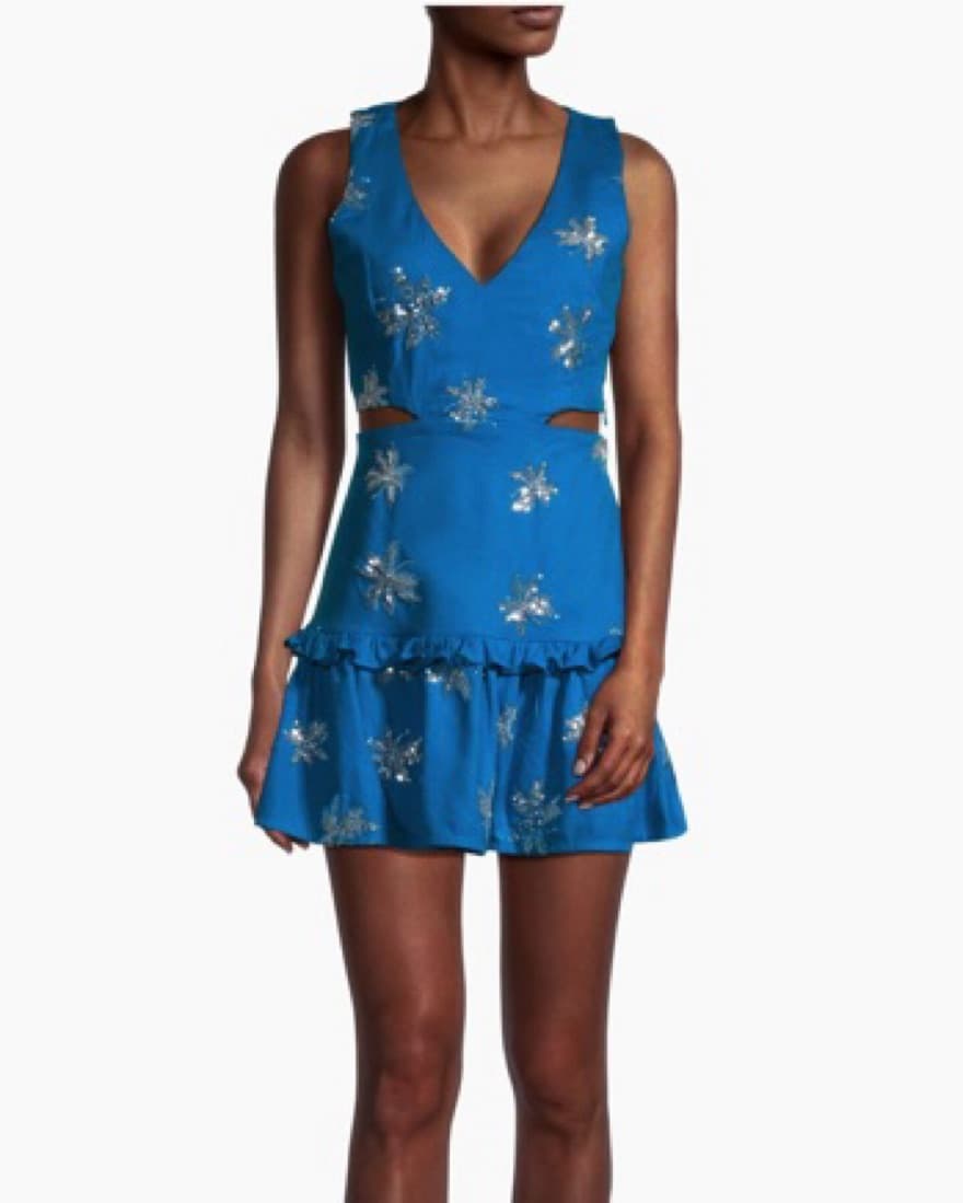 Sequened Linen Mini Dress - Image 1